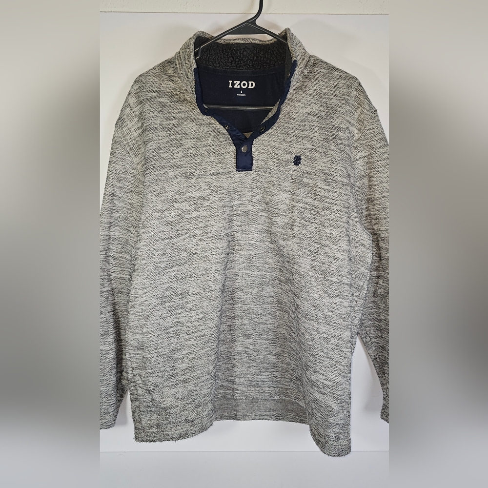 Izod Navy and Gray Fleece-Lined Sweater‎